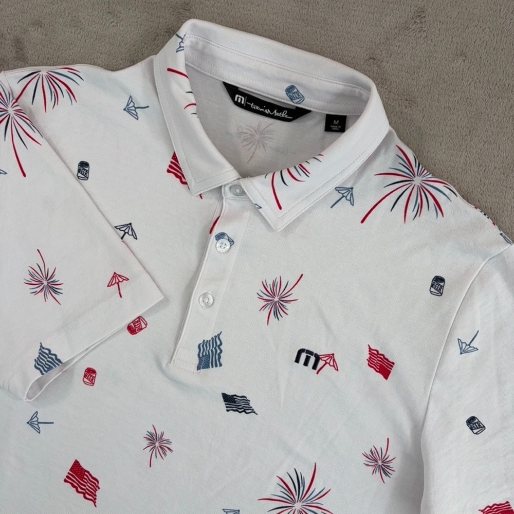 Travis Mathew Neighborhood Party Polo Men Medium 4th Of July Beer Festival Logo
